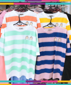 ÁO THUN IN SỌC FORM RỘNG UNISEX TƯƠI TẮN (NTS82) Giá 139,000 / cái